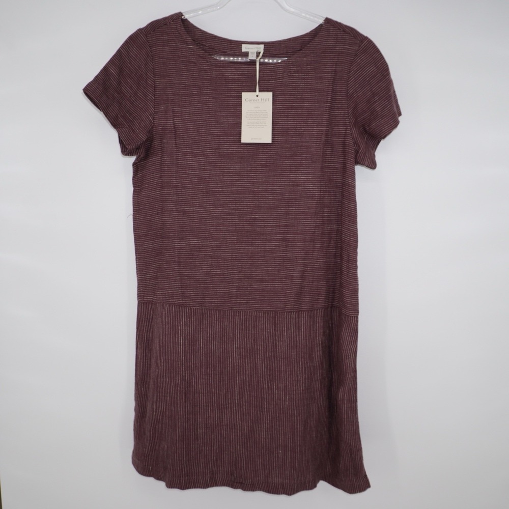 Garnet Hill Burgundy Striped Dress